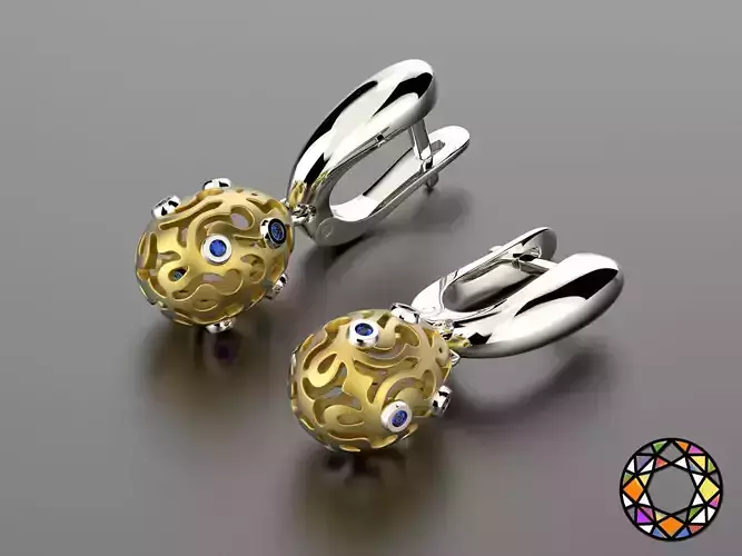 Easter eggs collection earrings set 5 with gems 0140 3D print model