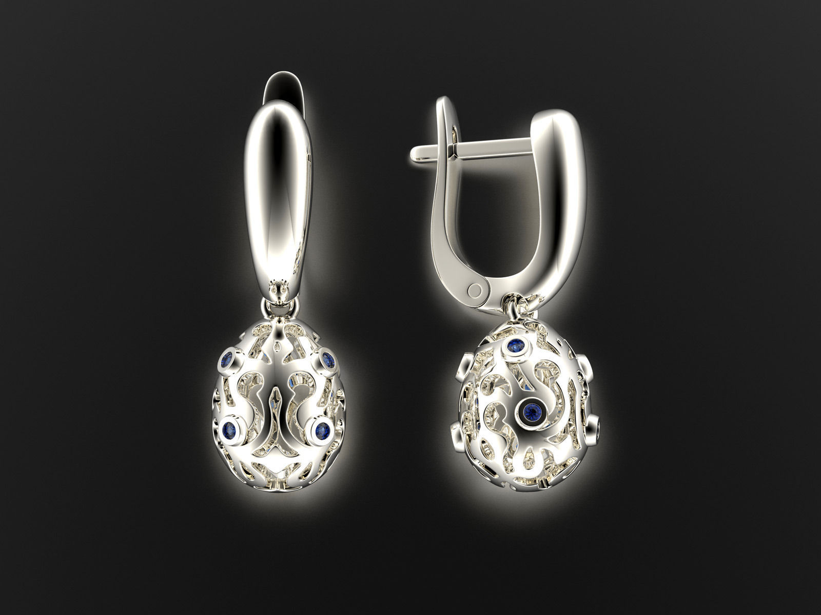 Easter eggs collection earrings set 5 with gems 0140 3D print model_1