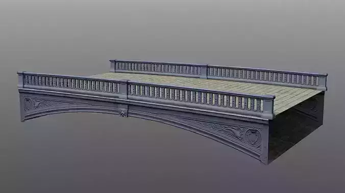 Canal bridge Low-poly 3D model
