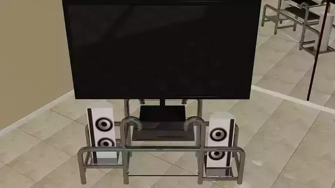 Home entertainment system with stand Low-poly 3D model