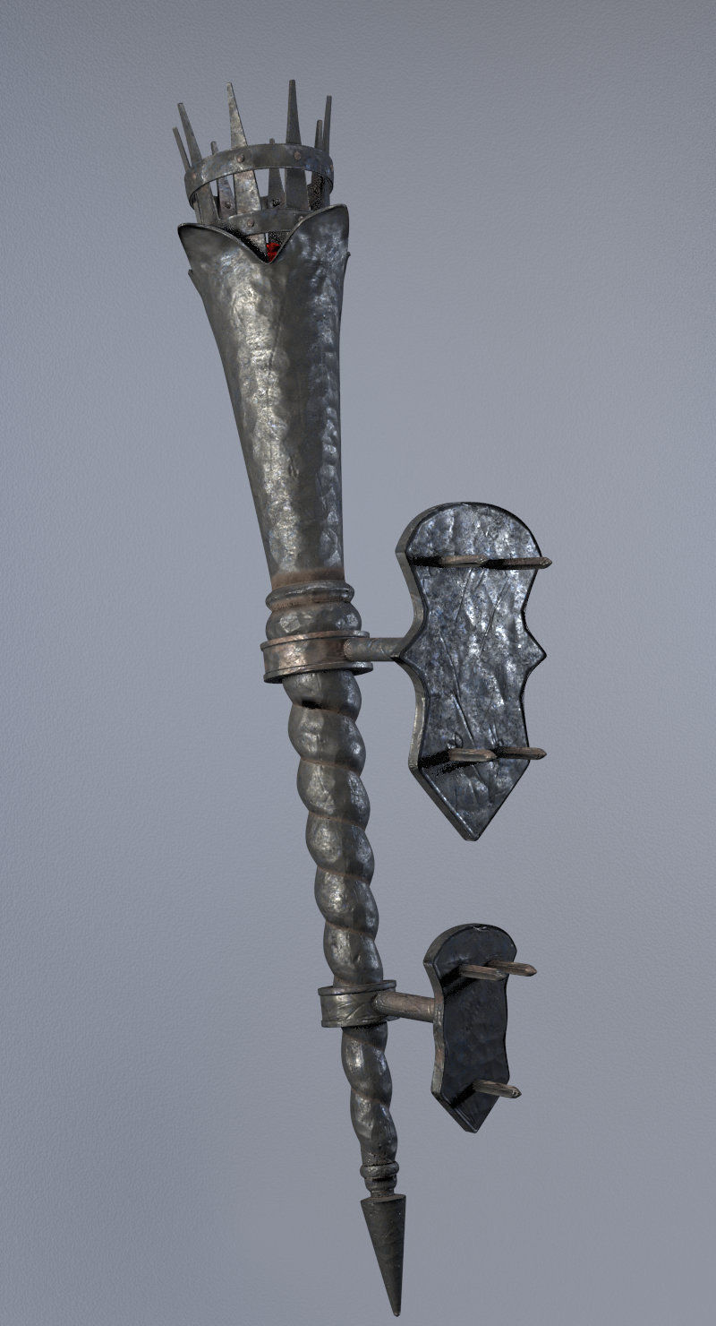Medieval Torch 3D model_2