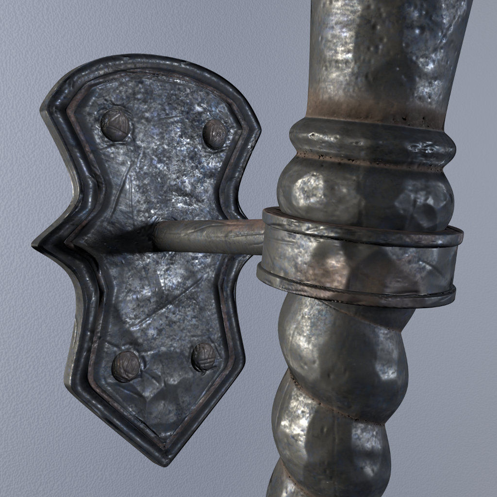 Medieval Torch 3D model_4