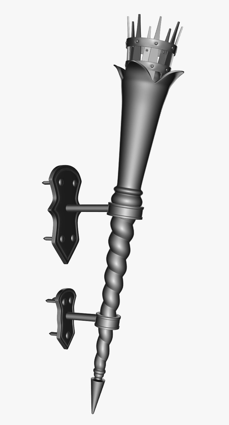 Medieval Torch 3D model_3