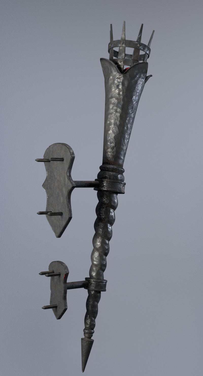 Medieval Torch 3D model_1