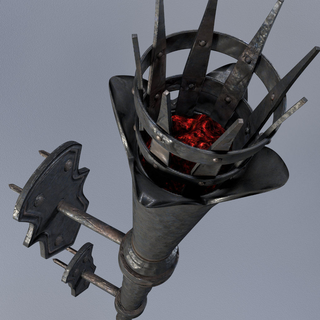 Medieval Torch 3D model_5