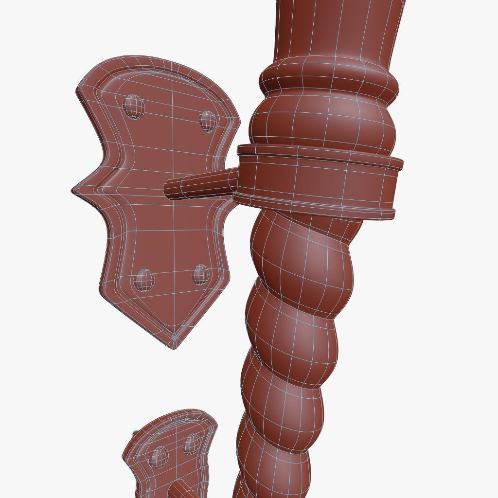 Medieval Torch 3D model_7