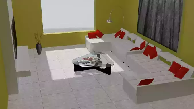 Contemporary living area free Free 3D model
