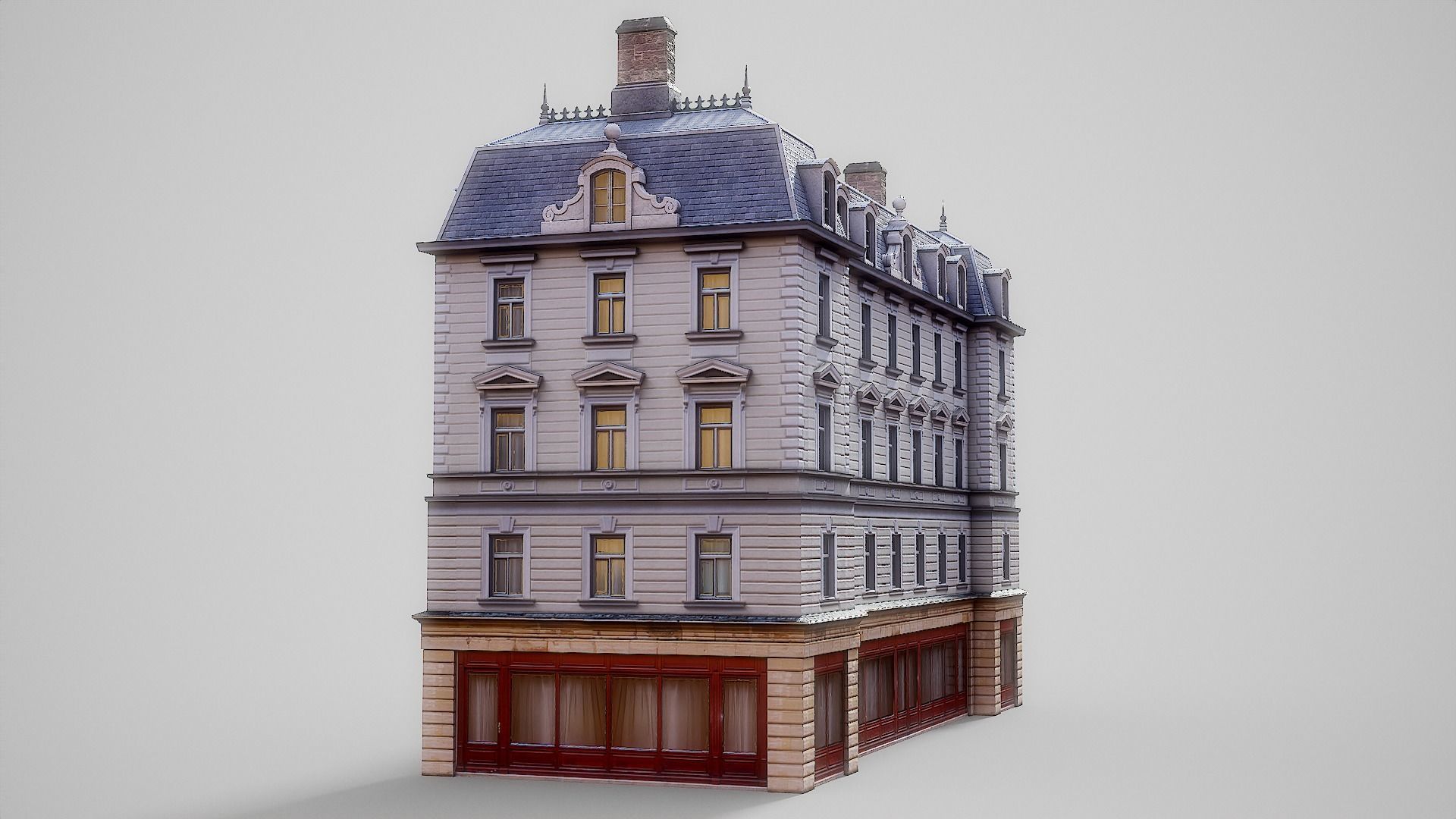 European building 03 Low-poly 3D model_2