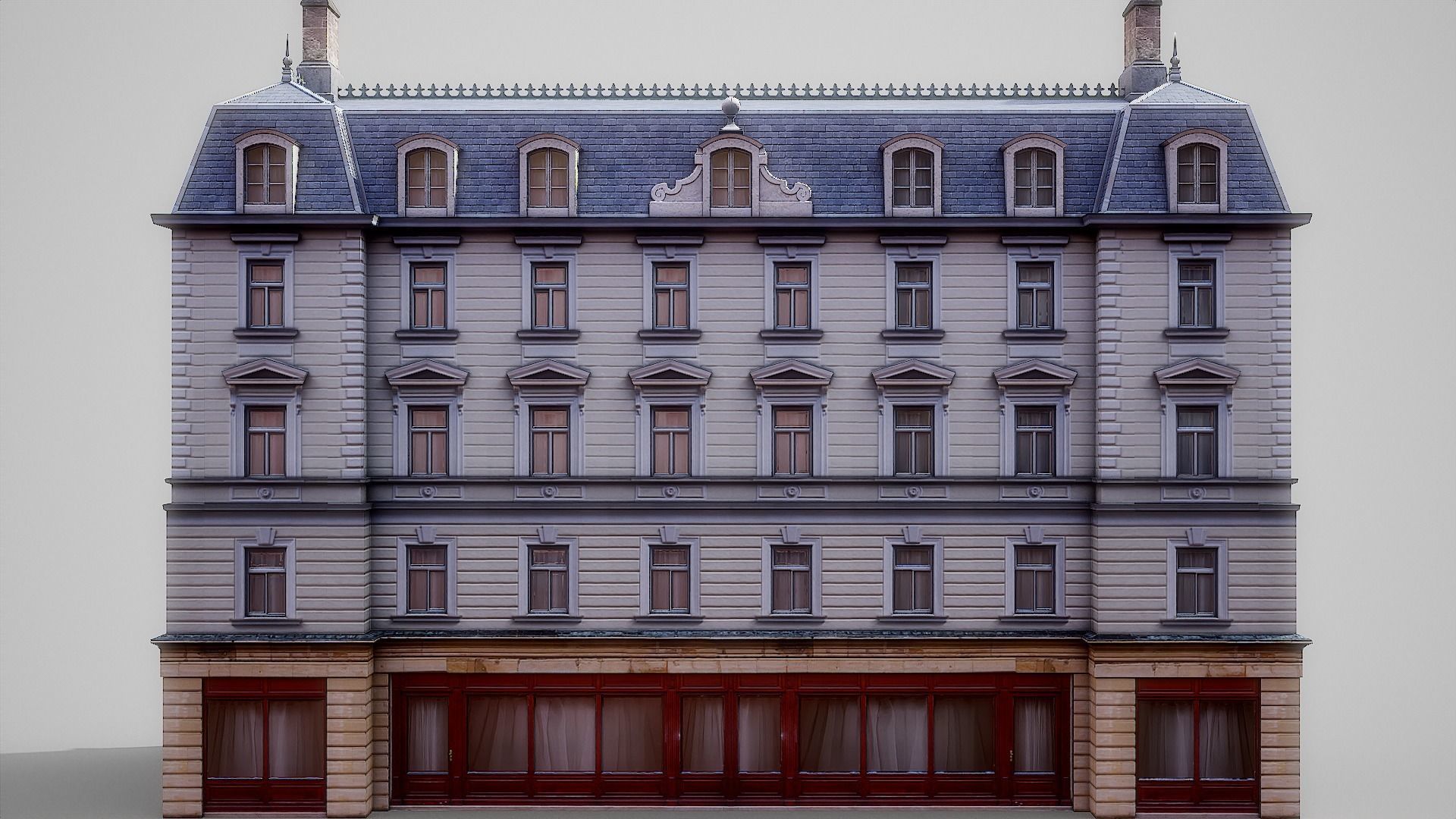 European building 03 Low-poly 3D model_3