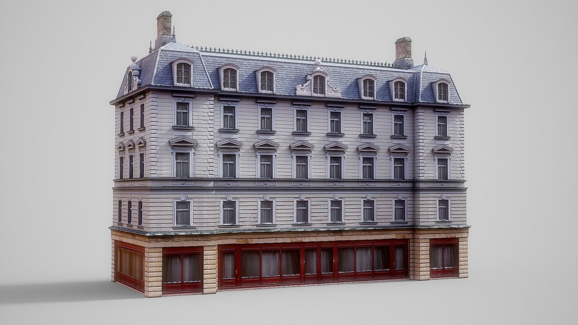 European building 03 Low-poly 3D model_1