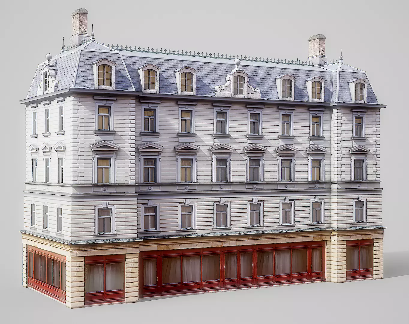 European building 03 Low-poly 3D model_0