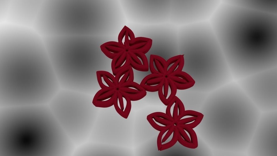 Pendant three flowers 3D print model_0