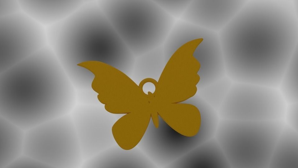 Pendant gold butterfly 3D print model_0