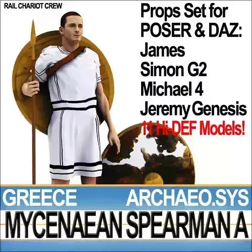 Greek Mycenaean Spearman A Props Poser Daz 3D model
