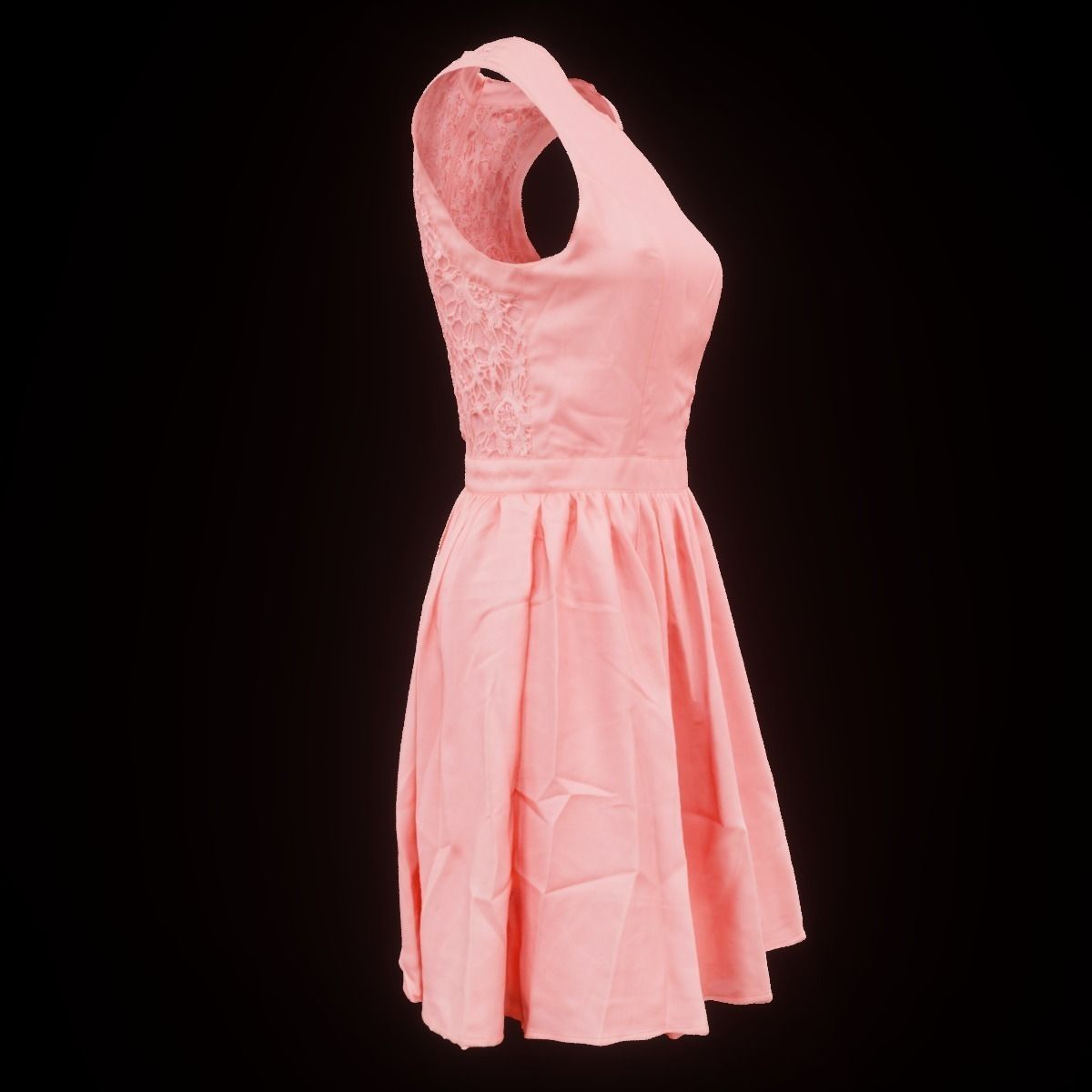 Salmon Coloured Dress Low-poly 3D model_2