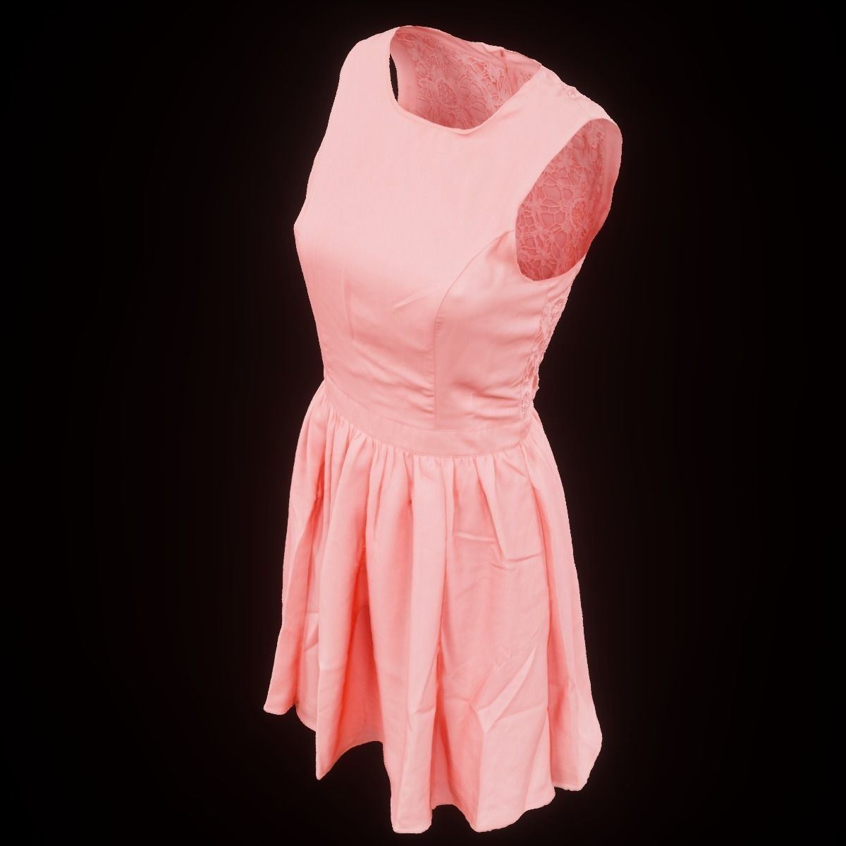 Salmon Coloured Dress Low-poly 3D model_0