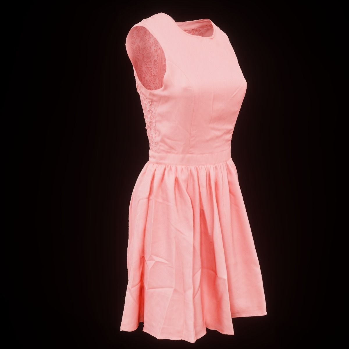 Salmon Coloured Dress Low-poly 3D model_4