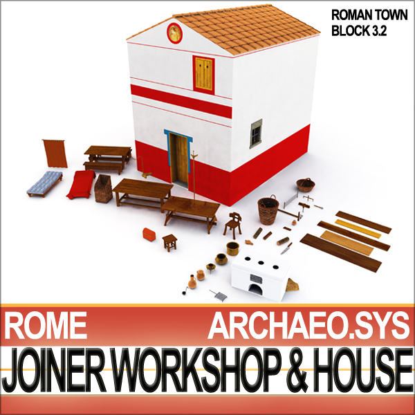 Ancient Roman Town Joiner Workshop House 3 2 3D model_4