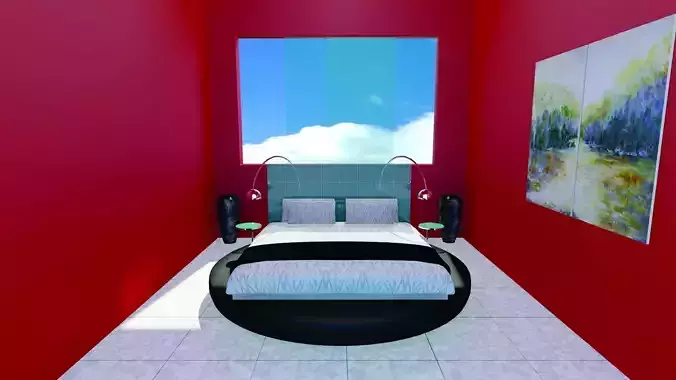 Contemporary Bed with side tables FREE Free 3D model