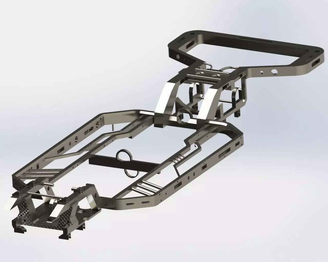 Chassis bike frame with wheels and handlebars Free 3D model_0