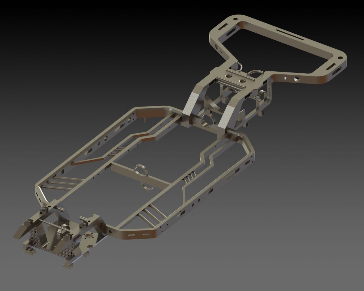 Chassis bike frame with wheels and handlebars Free 3D model_1