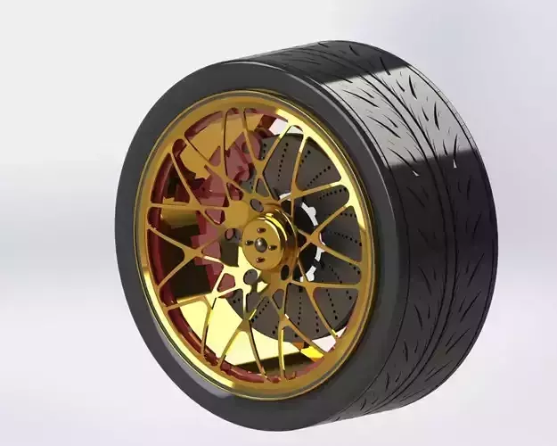 Wheel with gold and spokes