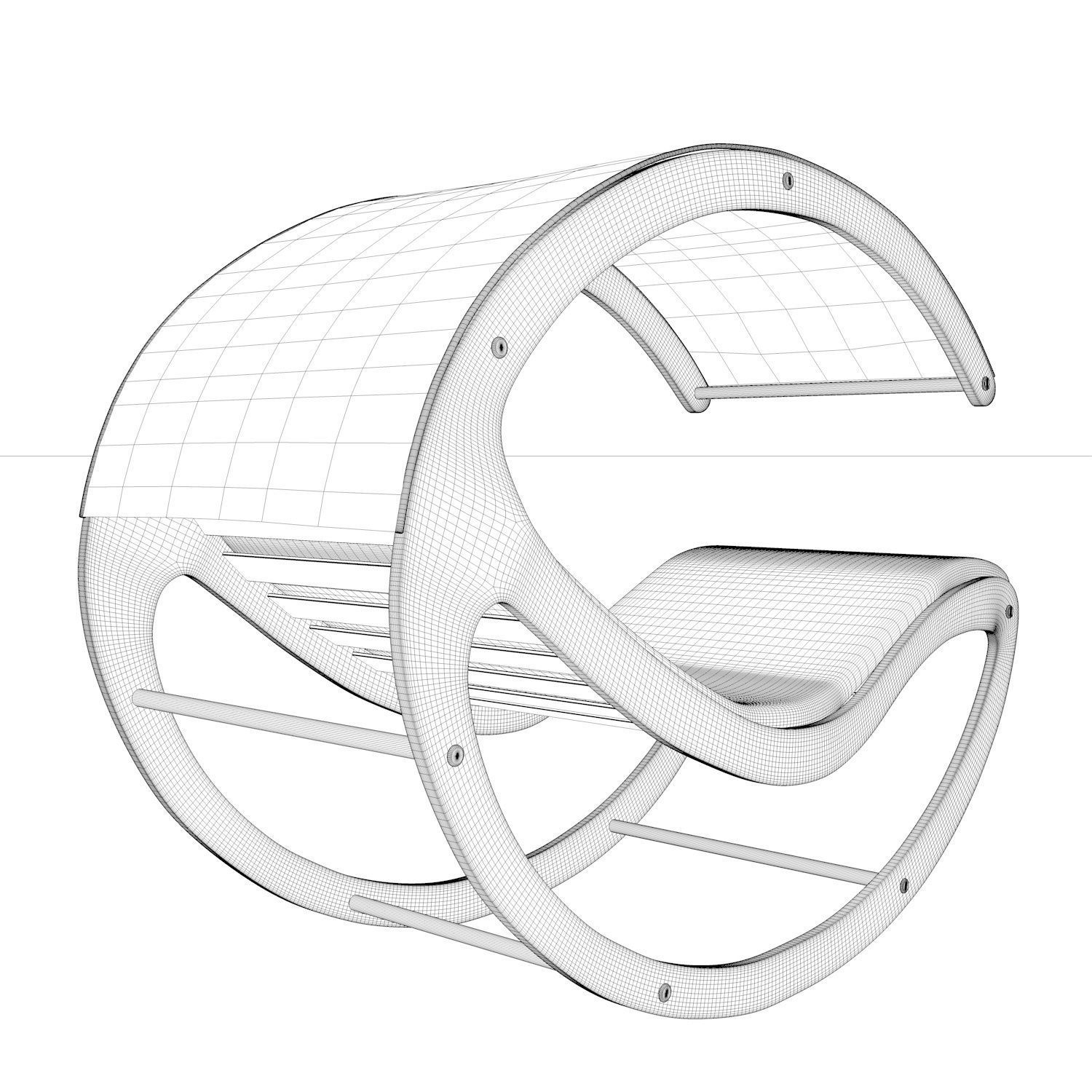 Deck chair 3D model_1