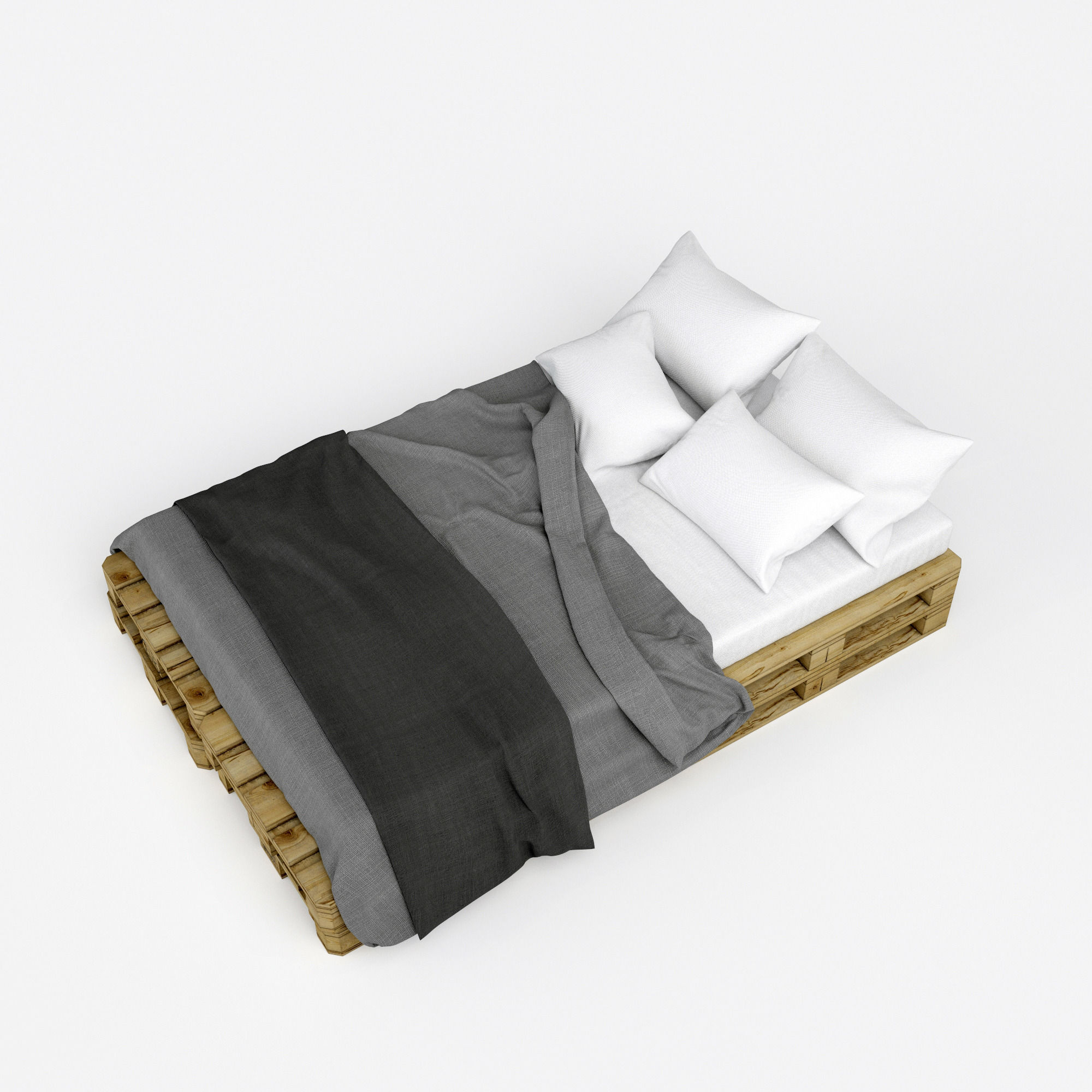 Pallete bed Free 3D model_7