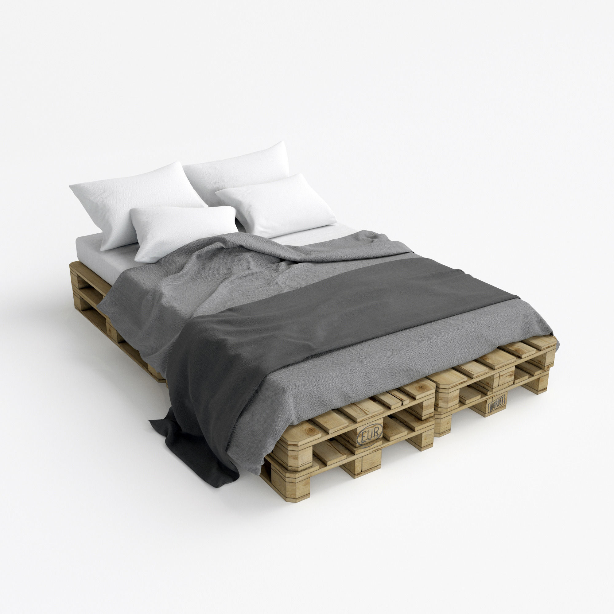 Pallete bed Free 3D model_4