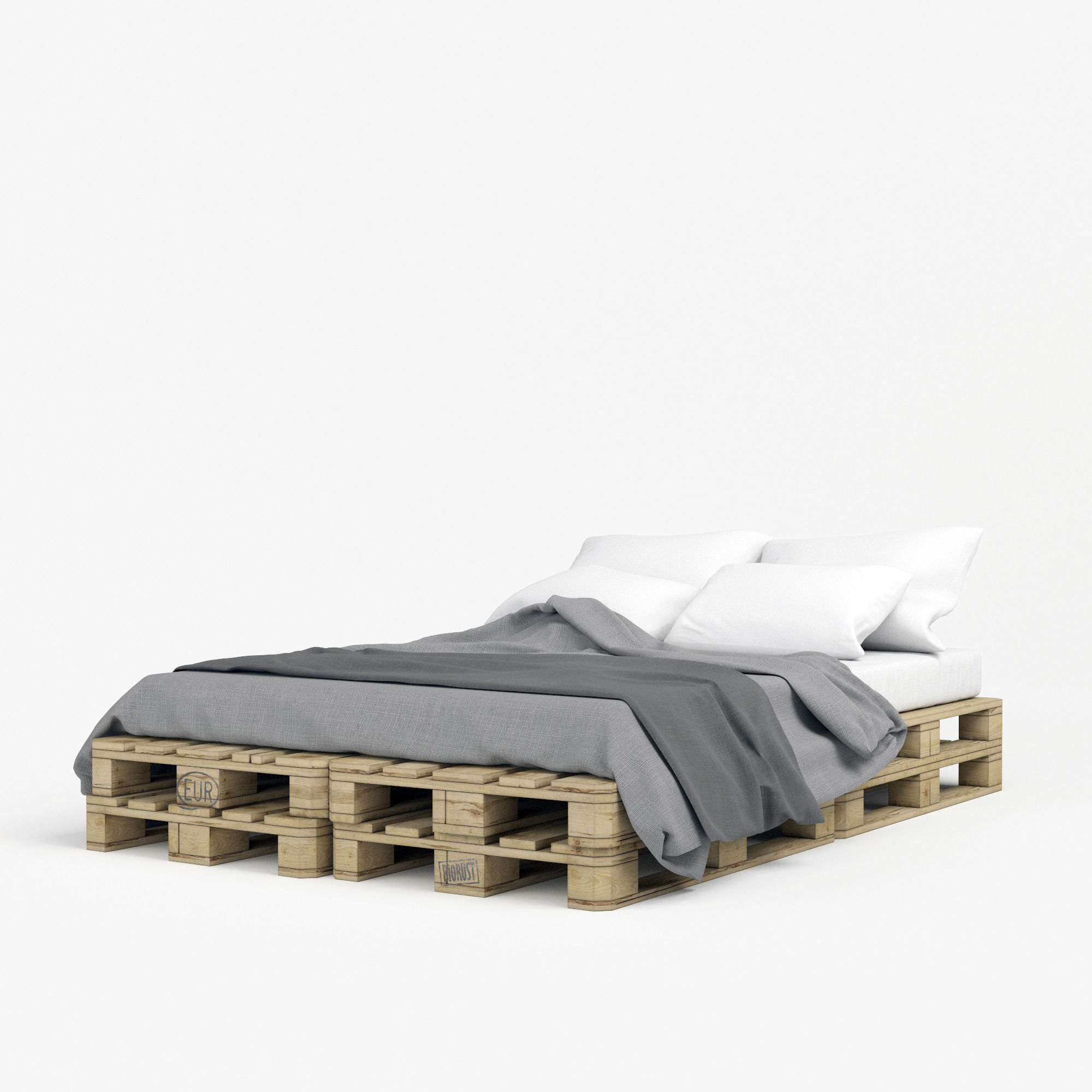 Pallete bed Free 3D model_2