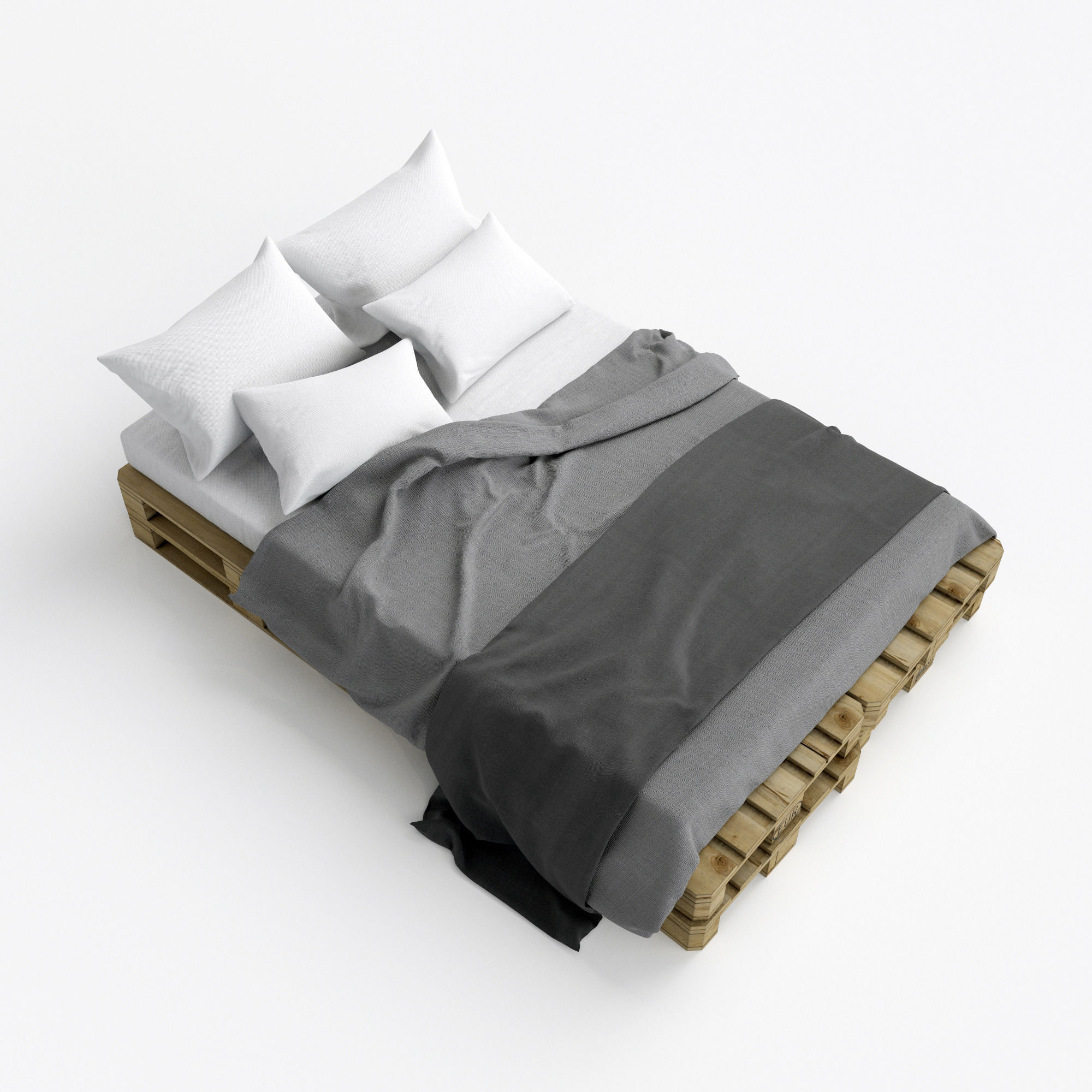 Pallete bed Free 3D model_5