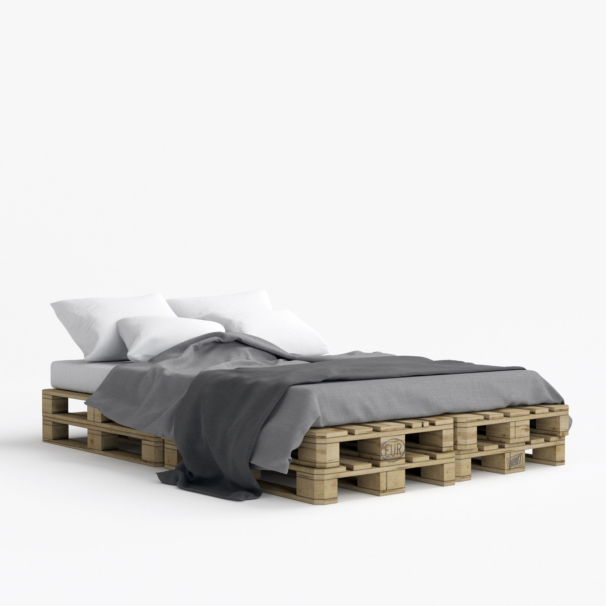 Pallete bed Free 3D model_1