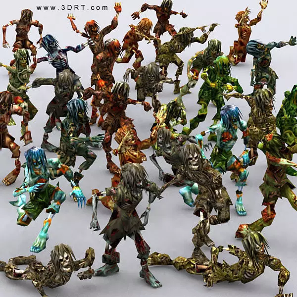 3DRT - Zombie Swarm Low-poly 3D model