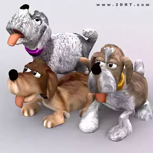 3DRT - Toonpets Puppies Low-poly 3D model