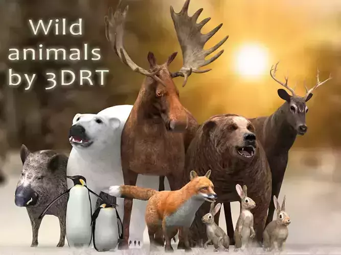 3DRT - Wild Animals Low-poly 3D model