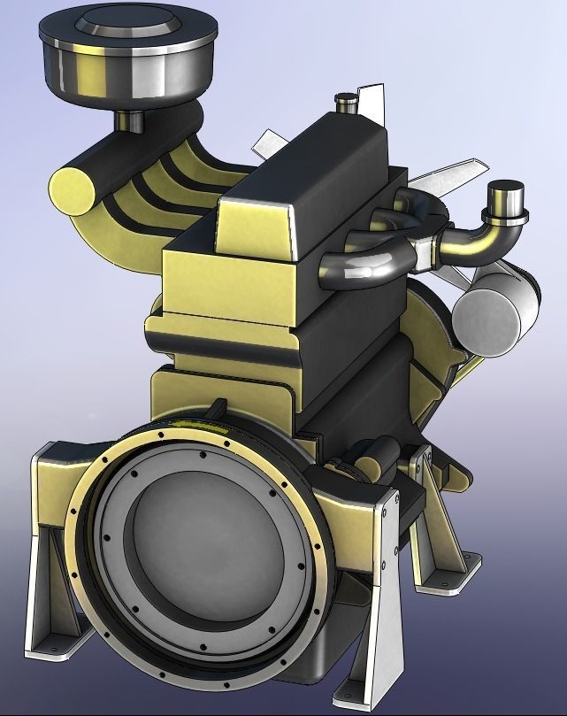 Tractor Diesel Engine 4105T Free 3D model_1