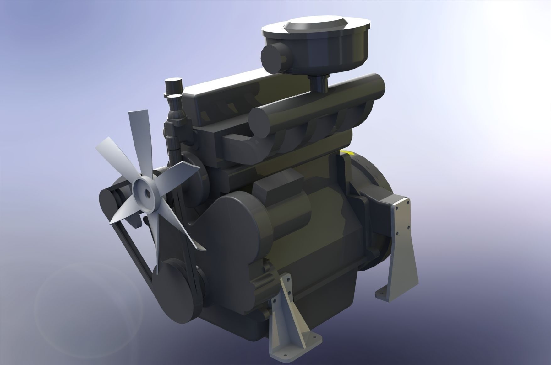 Tractor Diesel Engine 4105T Free 3D model_2