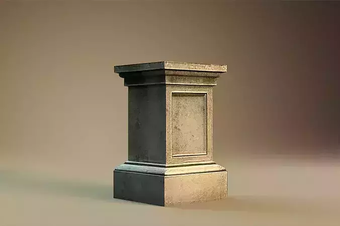 Pedestal 2 concrete column Low-poly 3D model