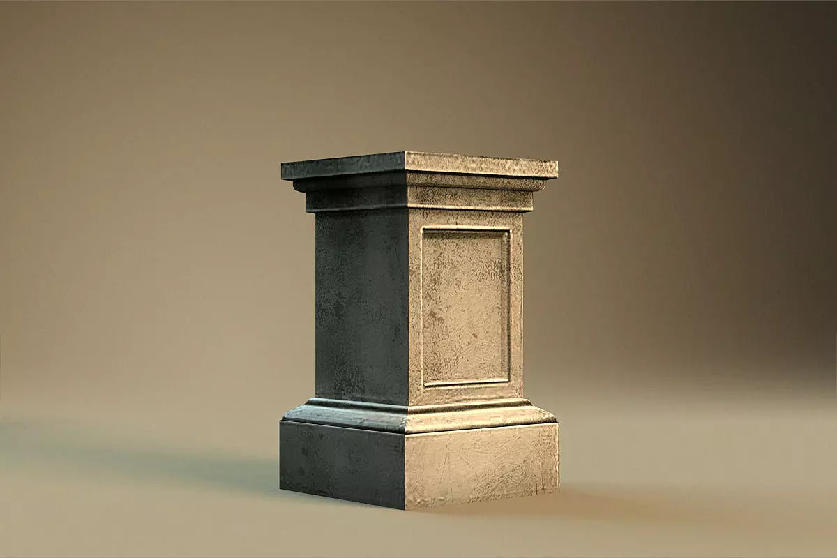 Pedestal 2 concrete column Free low-poly 3D model_0