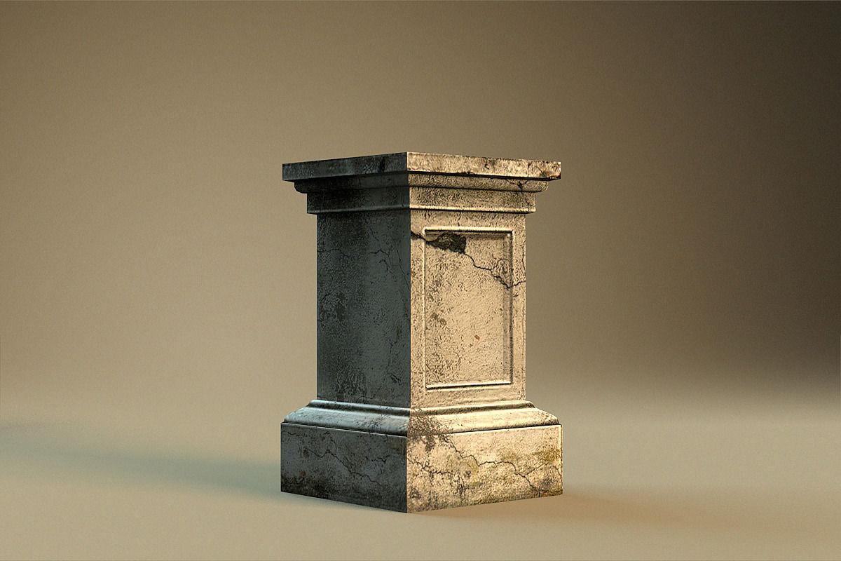 Pedestal 2 concrete column Free low-poly 3D model_1