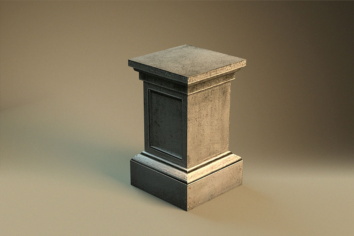 Pedestal 2 concrete column Free low-poly 3D model_2