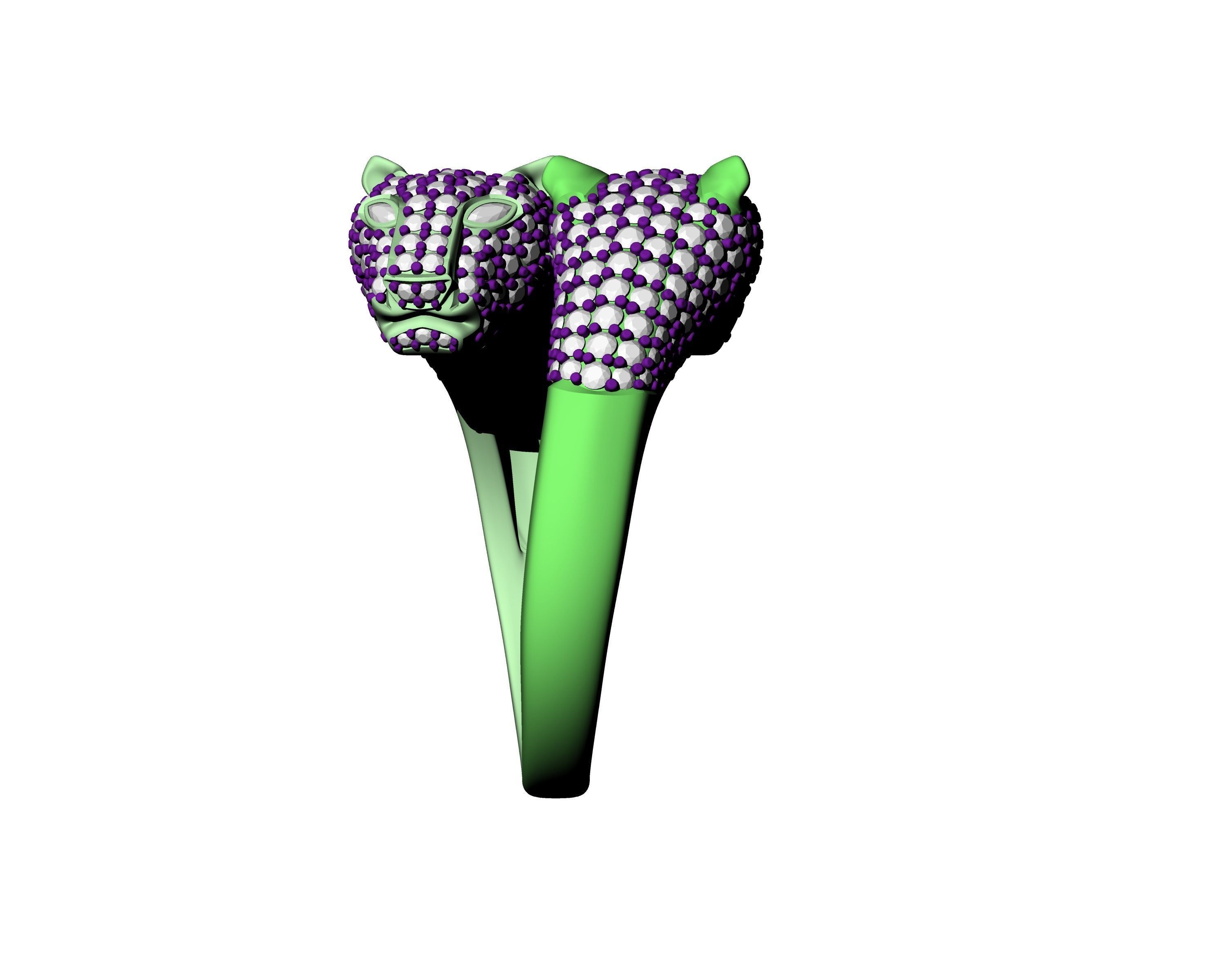Twin Leopard Ring 3D print model_3
