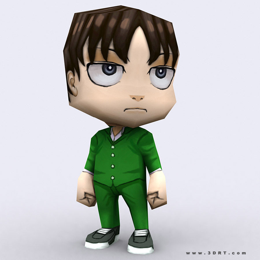 3DRT -  Chibii People Males Low-poly 3D model_20