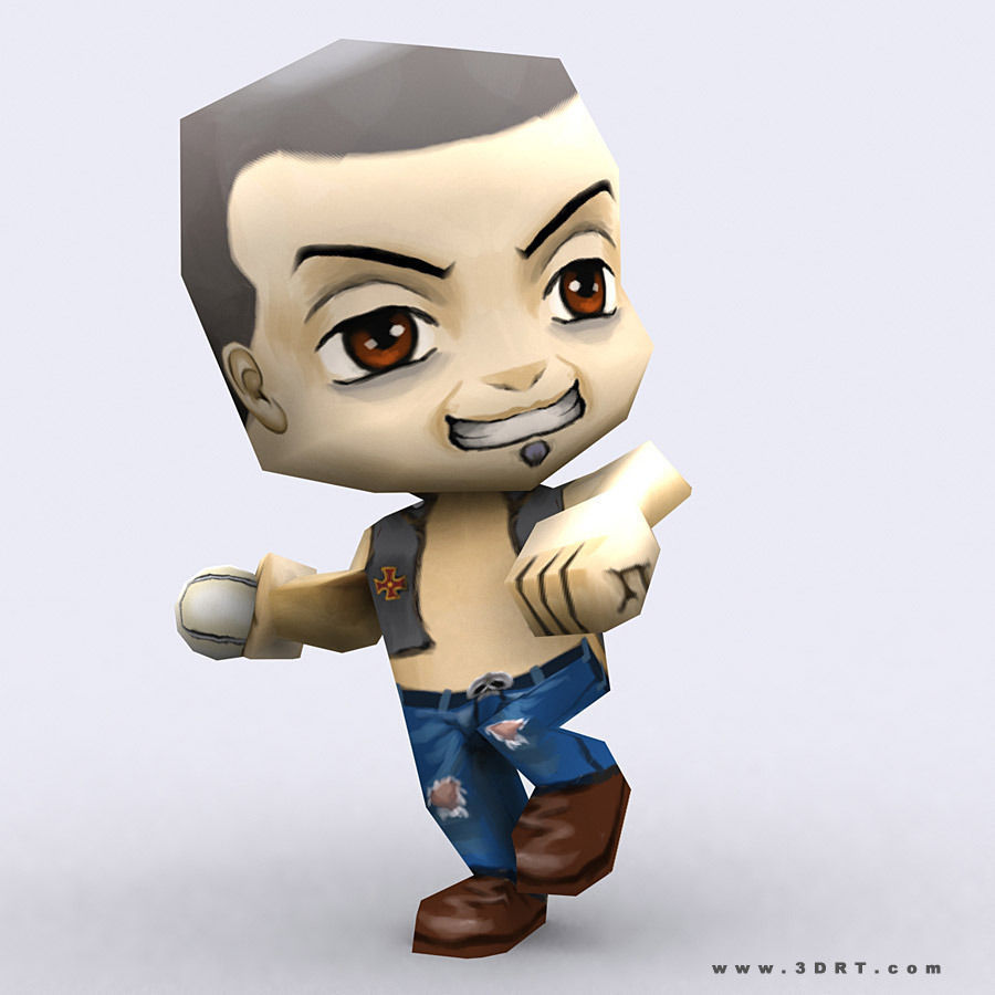 3DRT -  Chibii People Males Low-poly 3D model_11