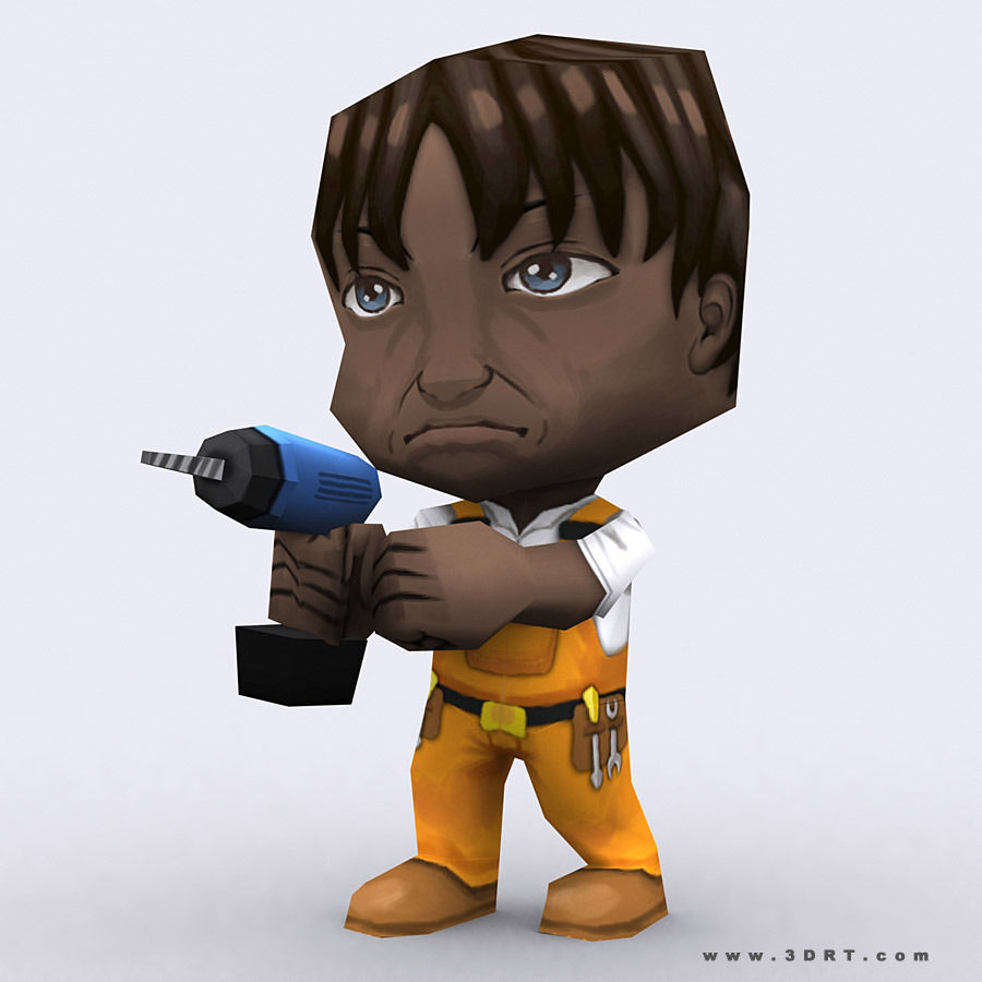3DRT -  Chibii People Males Low-poly 3D model_12