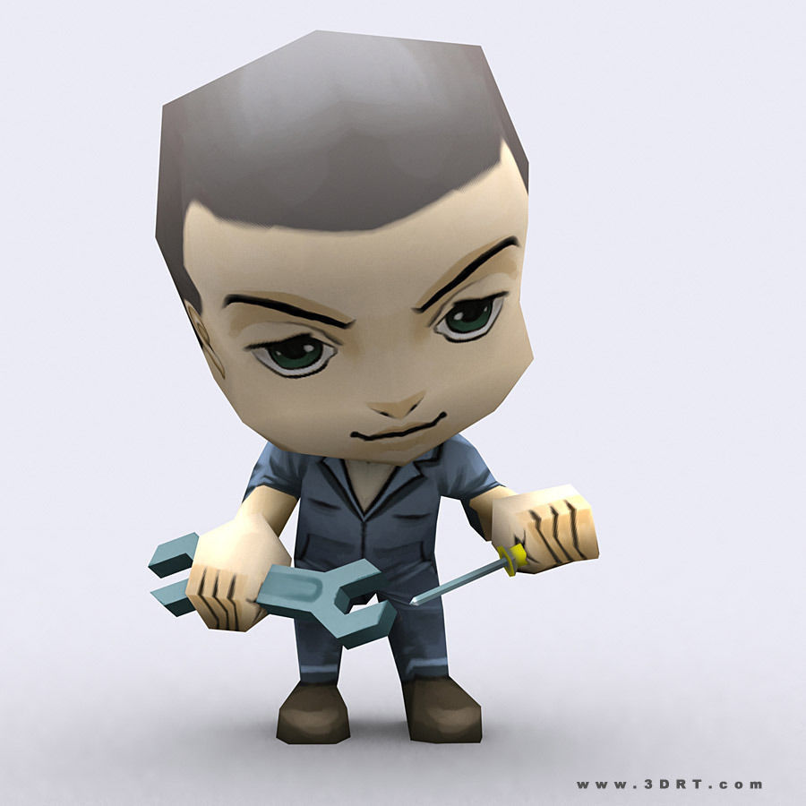 3DRT -  Chibii People Males Low-poly 3D model_13