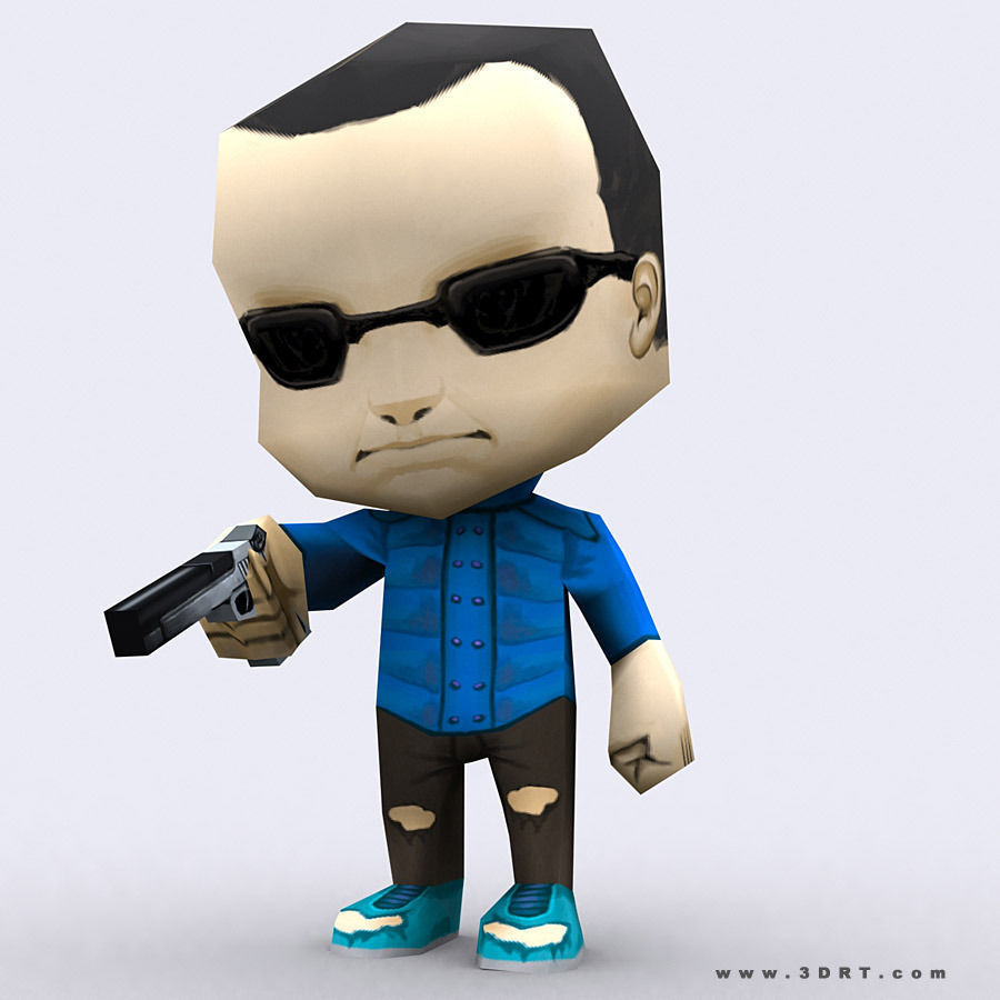 3DRT -  Chibii People Males Low-poly 3D model_17