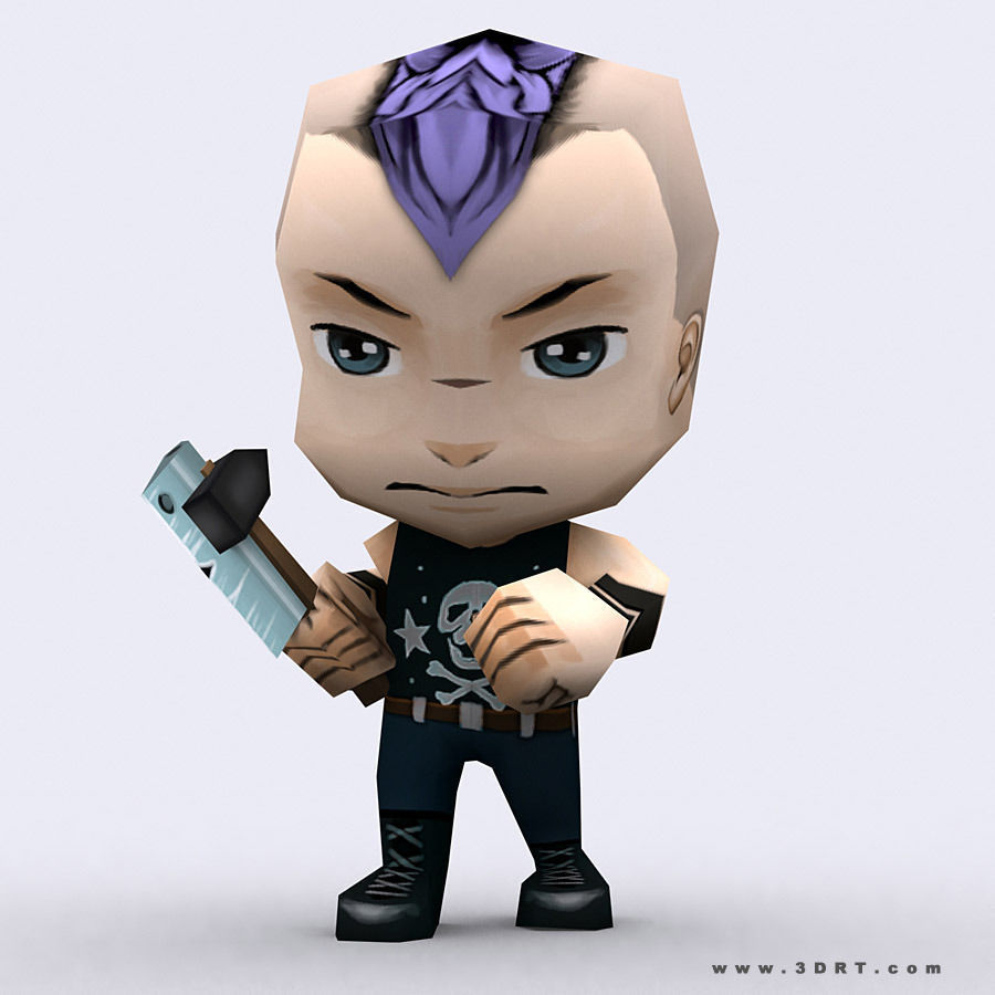 3DRT -  Chibii People Males Low-poly 3D model_23