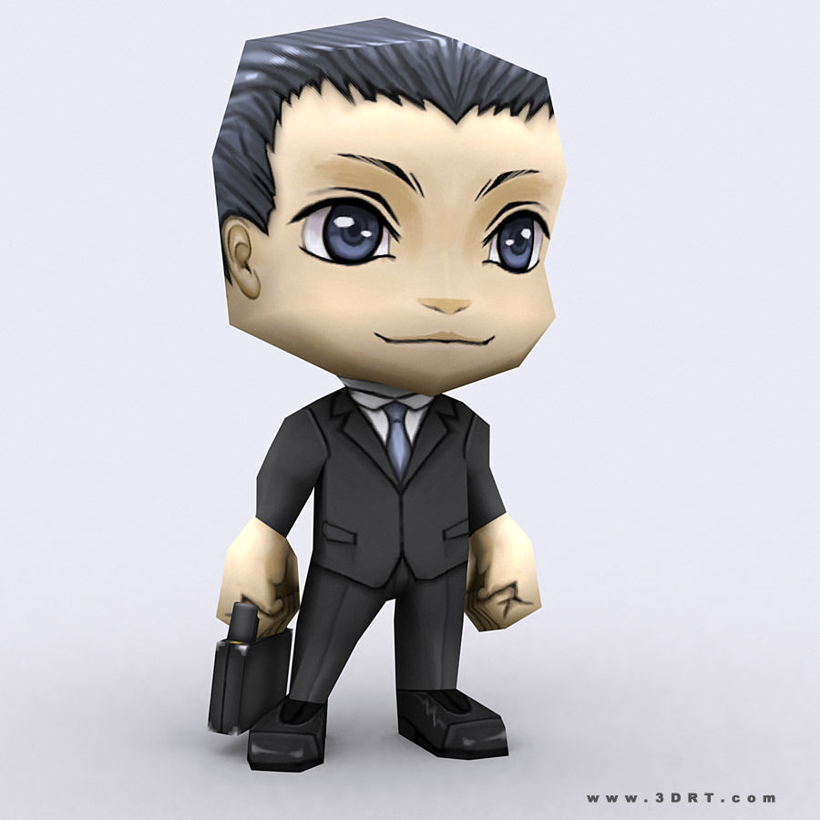 3DRT -  Chibii People Males Low-poly 3D model_3