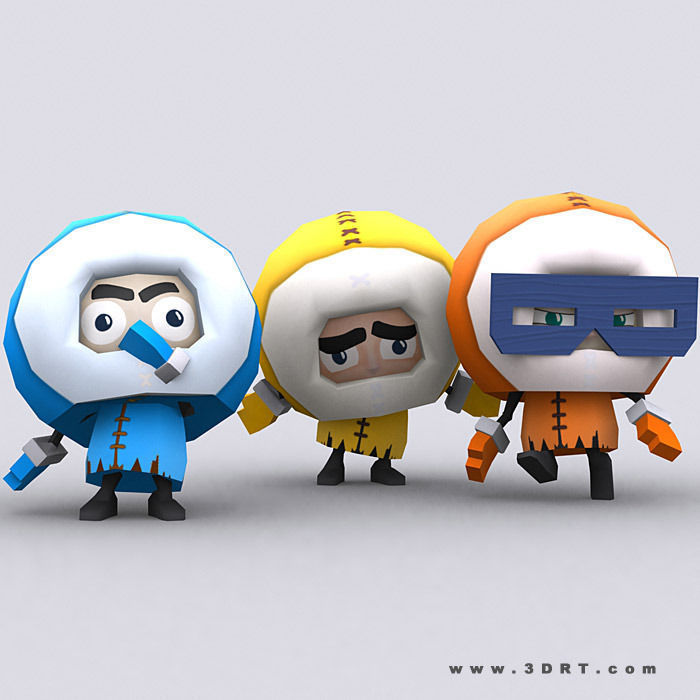 3DRT - Eskimo vs Penguins Low-poly 3D model_4